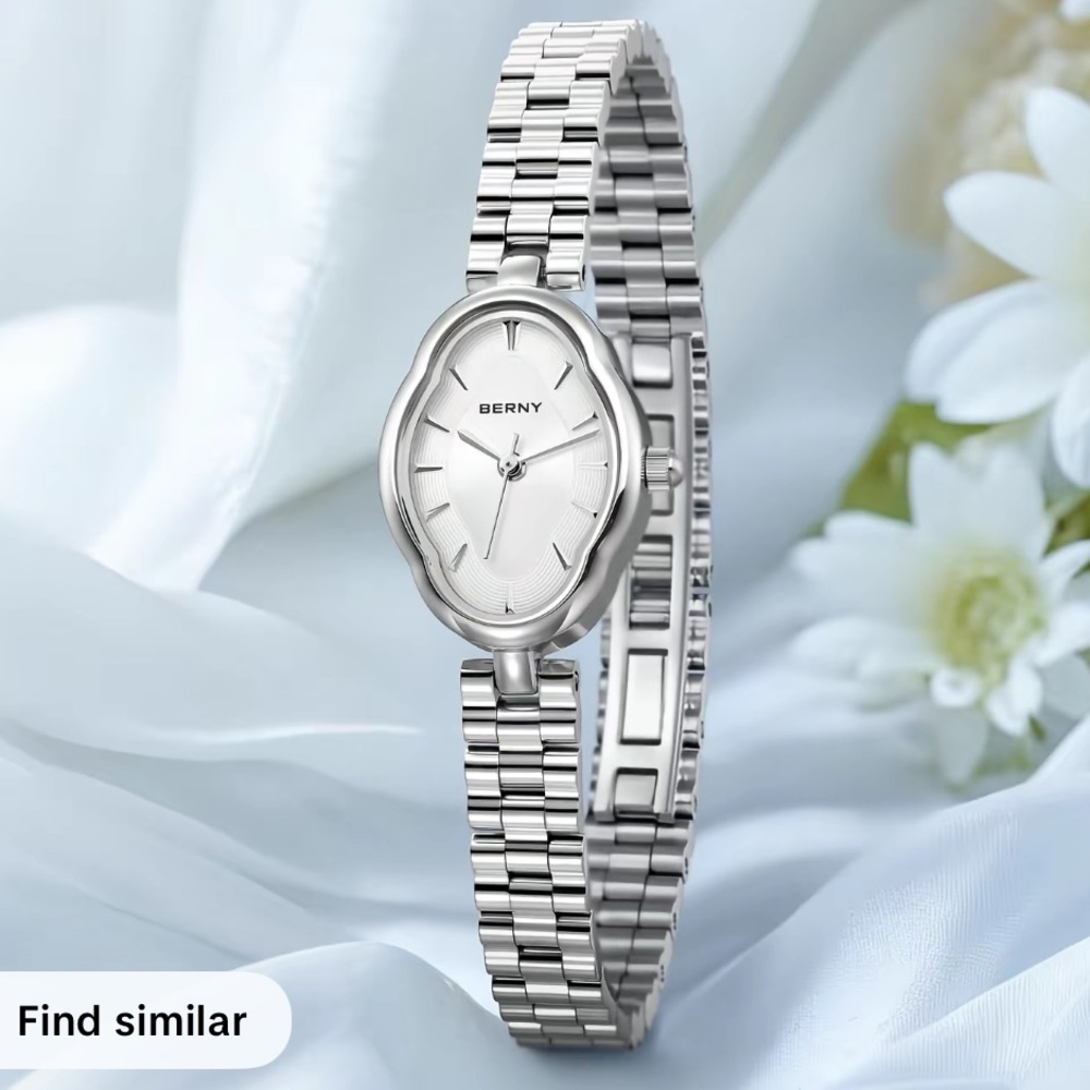 Women's Silver Oval Watch